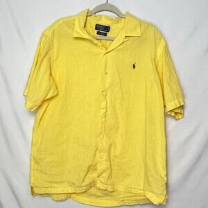 Polo Ralph Lauren XL Yellow Curham Linen-Blend Preppy Short Sleeve Shirt